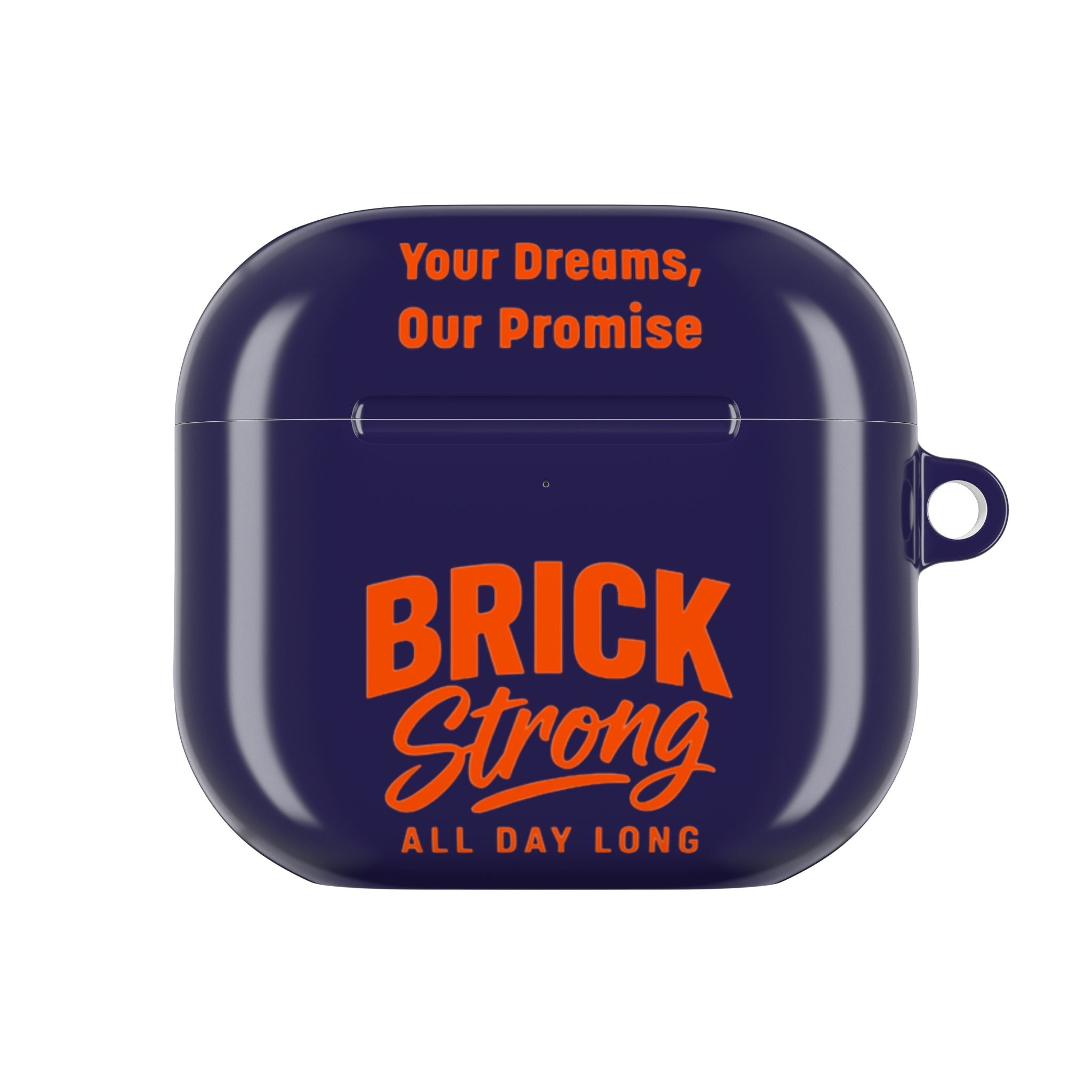 BRICK Strong Rochester Academy AirPod Case – Navy Protective Case with "Your Dreams, Our Promise"